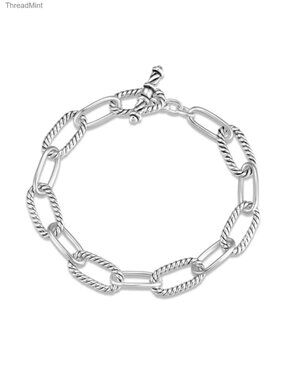 Twisted Cable Wire Link Chain Bracelet - Designer Inspired - 7.5 in